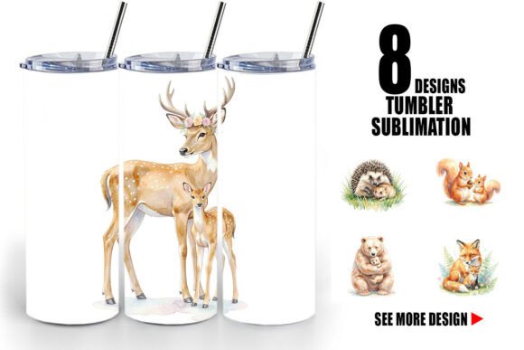 Download Watercolor Woodland Animal Tumbler Wrap - Anima Collection