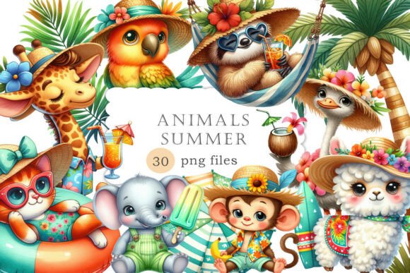 Download Summer Watercolor Clipart Cute Animals - Anima Collection