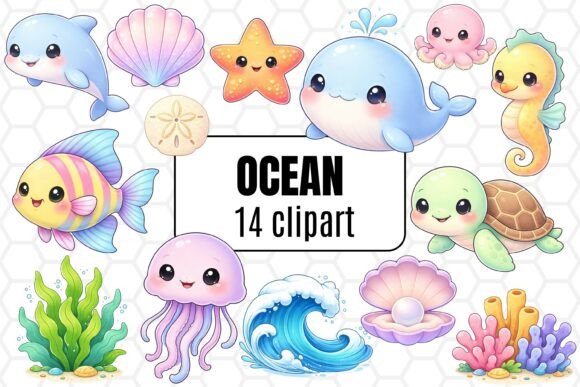 Download Cute Ocean Animals Clipart Set - Anima Collection