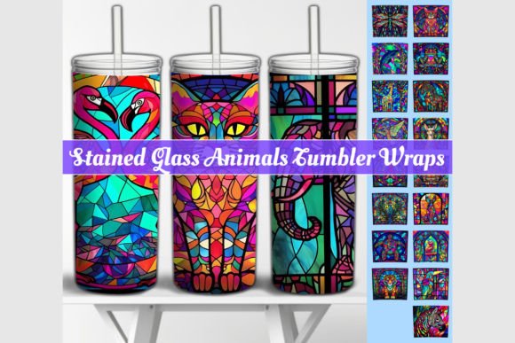 Download Stained Glass Animal Tumbler Wrap Bundle - Anima Collection