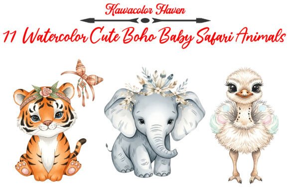 Download Watercolor Cute Boho Baby Safari Animals - Anima Collection