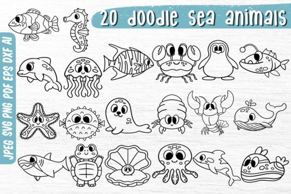 Download Sea Animal Doodle Svg Bundle - Anima Collection