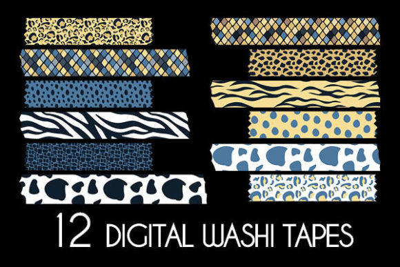 Download Blue Animal Prints Washi Tapes Pattern - Anima Collection
