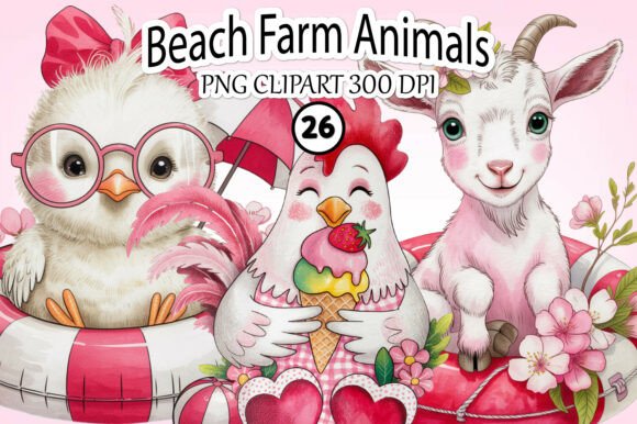 Download Whimsical Beach Farm Animals PNG Clipart - Anima Collection