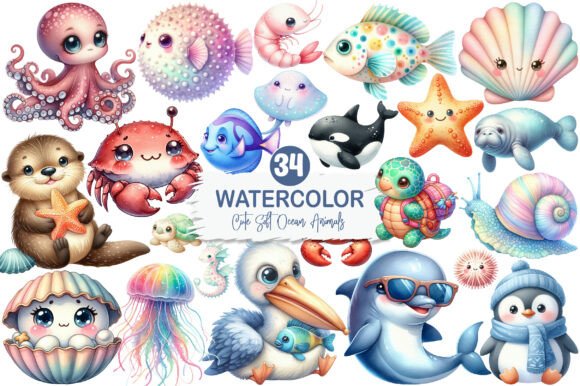 Download Cute Soft Ocean Animals PNG - Anima Collection
