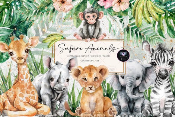 Download Safari Animals Watercolor Clipart - Anima Collection