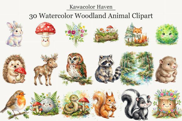 Download Watercolor Woodland Animal Clipart - Anima Collection