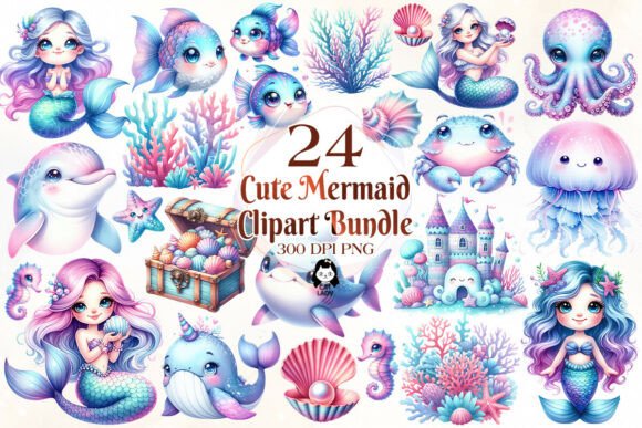 Download Cute Mermaid Sublimation Clipart Bundle - Sublimation Collection