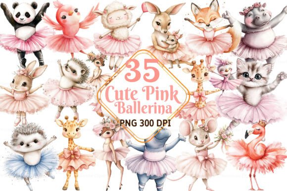 Download Cute Pink Ballerina Animals - Anima Collection