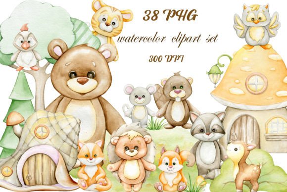 Download Woodland Animals Watercolor Clipart, for - Anima Collection