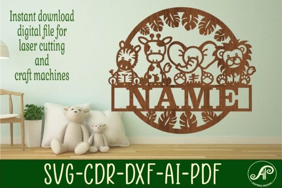 Download Cute Safari Animals Name Sign Svg Laser - Anima Collection