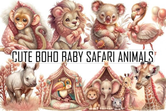 Download Watercolor Cute Boho Baby Safari Animals - Anima Collection