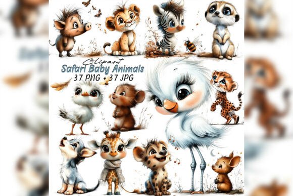 Download Whimsical Safari Baby Animals Clipart - Anima Collection
