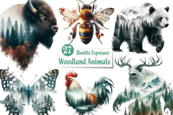 Download Double Exposure Woodland Animals Bundle - Anima Collection