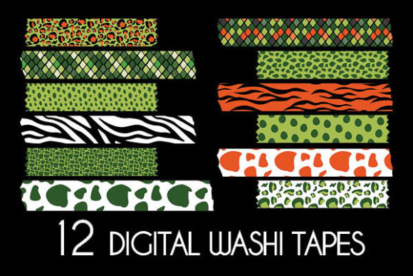 Download Green Orange Animal Prints Washi Tapes - Anima Collection