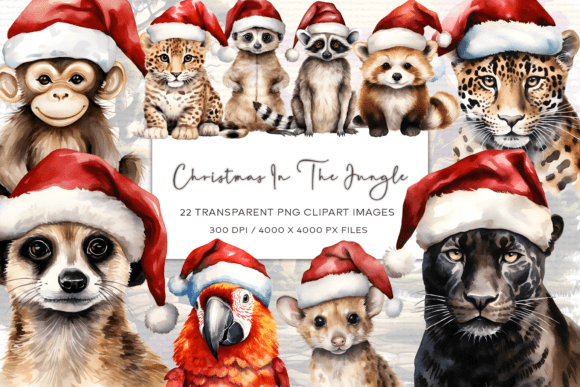 Download Christmas Jungle Animals Clipart - Anima Collection