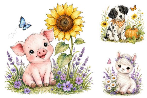 Download Watercolor Farm Animal Clipart Bundle - Anima Collection
