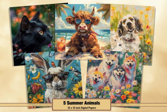 Download Summer Animals Digital Papers Pack 78 - Anima Collection