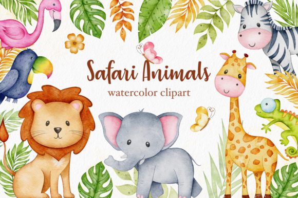 Download Watercolor Safari Baby Animals Clipart - Anima Collection