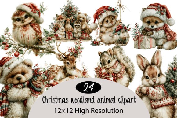 Download Christmas Woodland Animal Clipart Bundle - Anima Collection