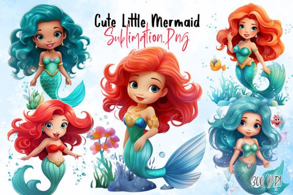 Download Cute Little Mermaid Sublimation Clipart - Sublimation Collection