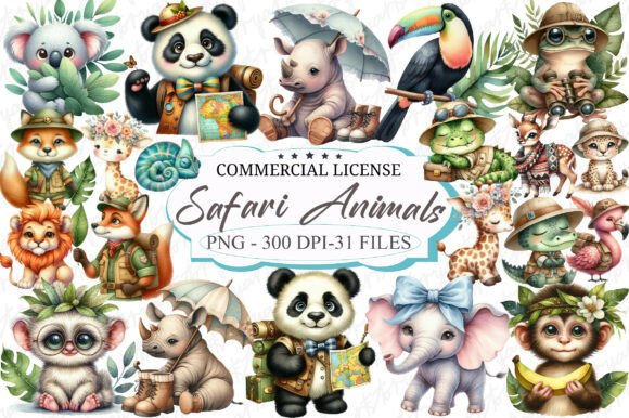 Download Safari Watercolor Jungle Animals Clipart - Anima Collection