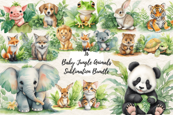 Download Baby Jungle Animals Sublimation ClipArt - Anima Collection