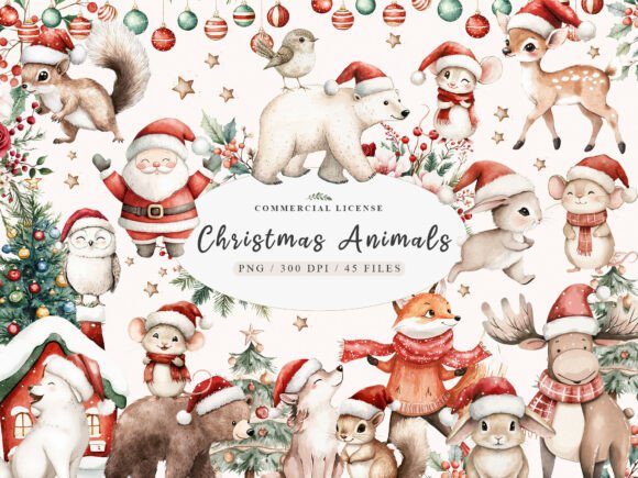 Download Sweet Christmas Woodland Animals Bundle - Anima Collection