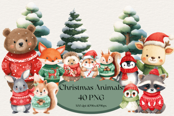 Download Christmas Animals Clipart Bundle PNG - Anima Collection