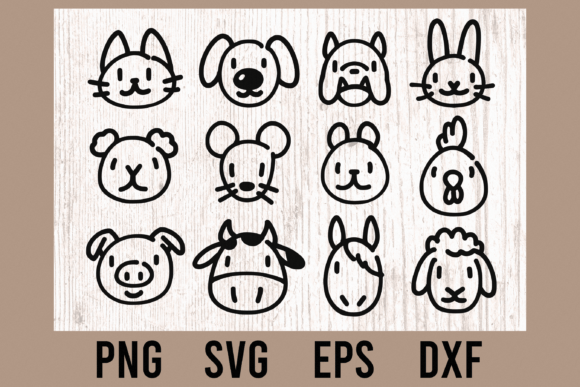 Download Doodle Animal Face Cut Files | PNG, SVG - Anima Collection