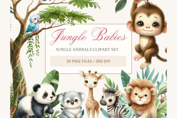 Download Baby Jungle Animals Clipart Watercolor - Anima Collection