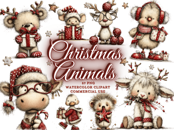 Download Whimsical Christmas Animals Clipart Png - Anima Collection