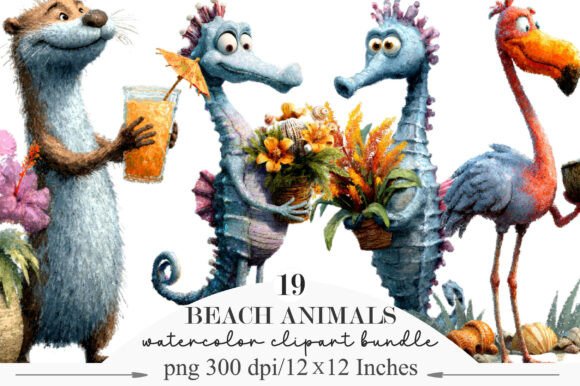 Download Beach Animals Whimsical Clipart - Anima Collection