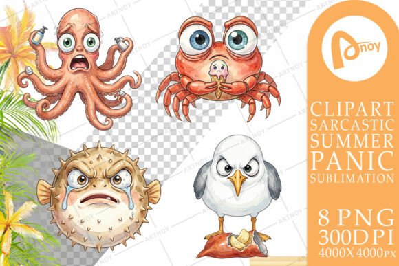 Download Salty Sea Animal Watercolor Sublimation - Anima Collection