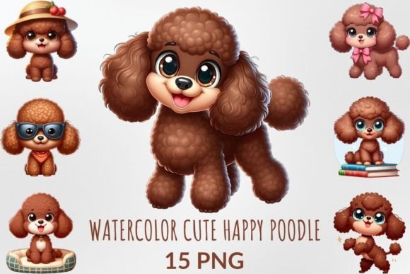 Download Watercolor Cute Happy Poodle Sublimation - Sublimation Collection