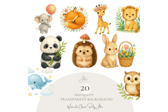 Download Watercolor Animals Clipart Set - Anima Collection