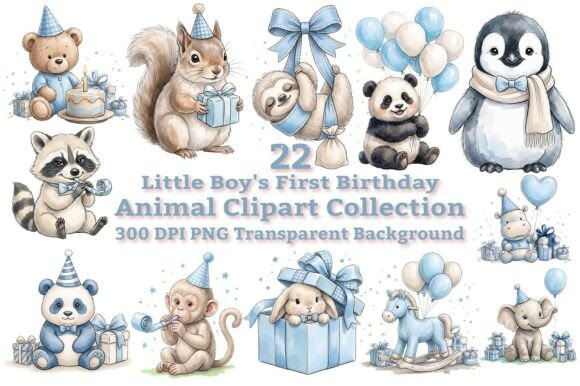 Download Little Boy First Birthday Animal Clipart - Anima Collection
