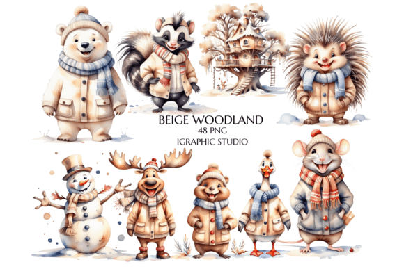Download Beige Winter Animals Clipart Bundle - Anima Collection