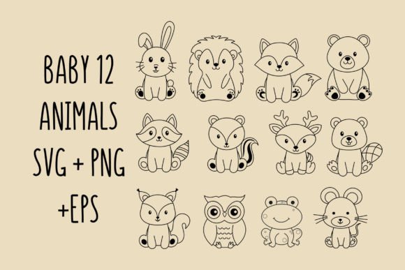Download Baby Animals Svg Bundle Outline Clipart - Anima Collection