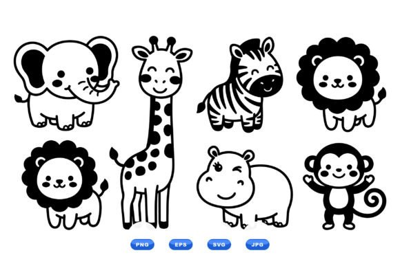 Download Cute Safari Animal Clipart SVG - Anima Collection