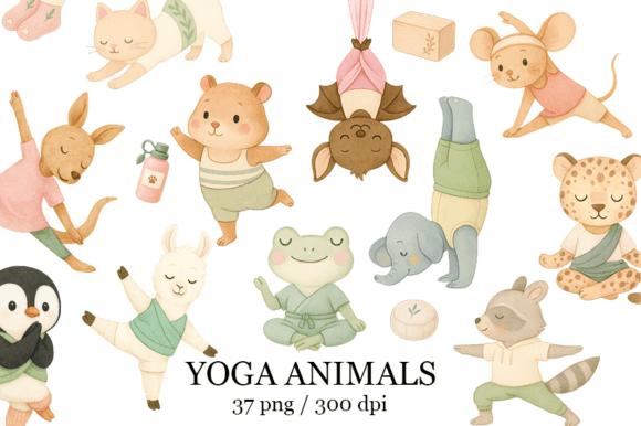 Download Yoga Animals Watercolor Yoga Poses - Anima Collection
