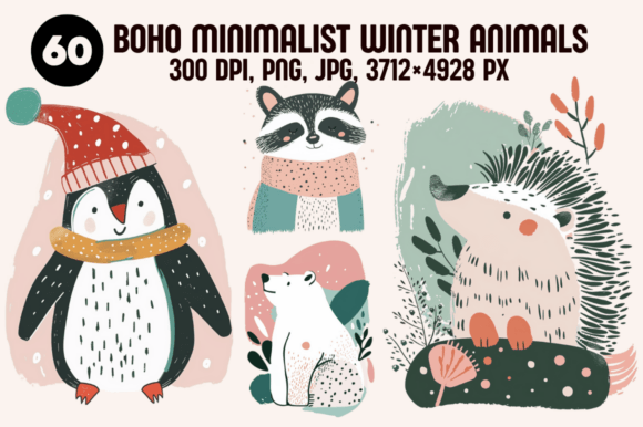 Download Boho Minimalist Winter Animals - Anima Collection