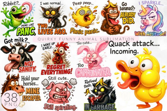 Download Funny Quirky Animal Sublimation Bundle - Anima Collection