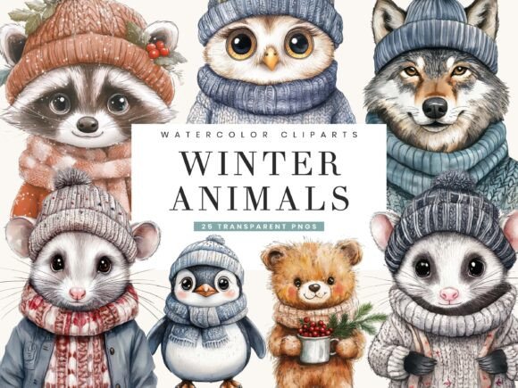Download Winter Animals Clipart Bundle - Anima Collection