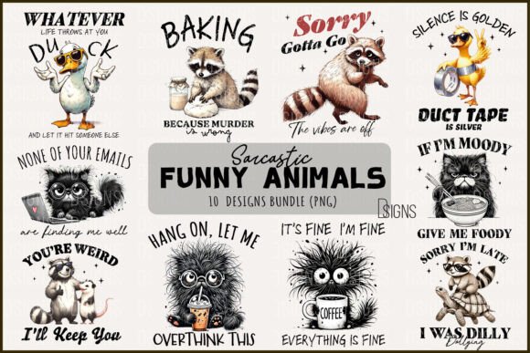 Download Sarcastic Funny Animals Bundle Raccoon - Anima Collection