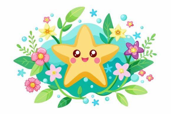 Download Star Fish Animal Cartoon with Flowers on - Anima Collection