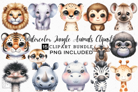 Download Watercolor Jungle Animals Clipart - Anima Collection
