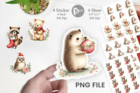 Download Sticker Vintage Christmas Animals - Anima Collection
