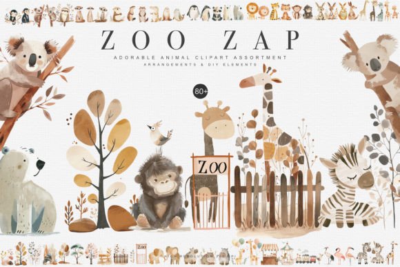 Download Watercolor Zoo Animal Clipart Collection - Anima Collection