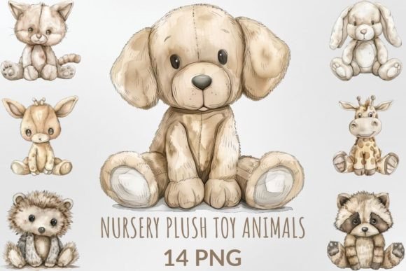 Download Watercolor Nursery Plush Toy Animals - Anima Collection